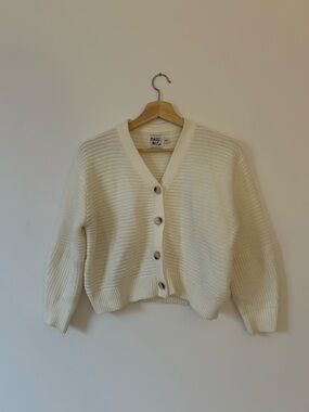Princess Polly Cream Ribbed V-Neck Button Cardigan